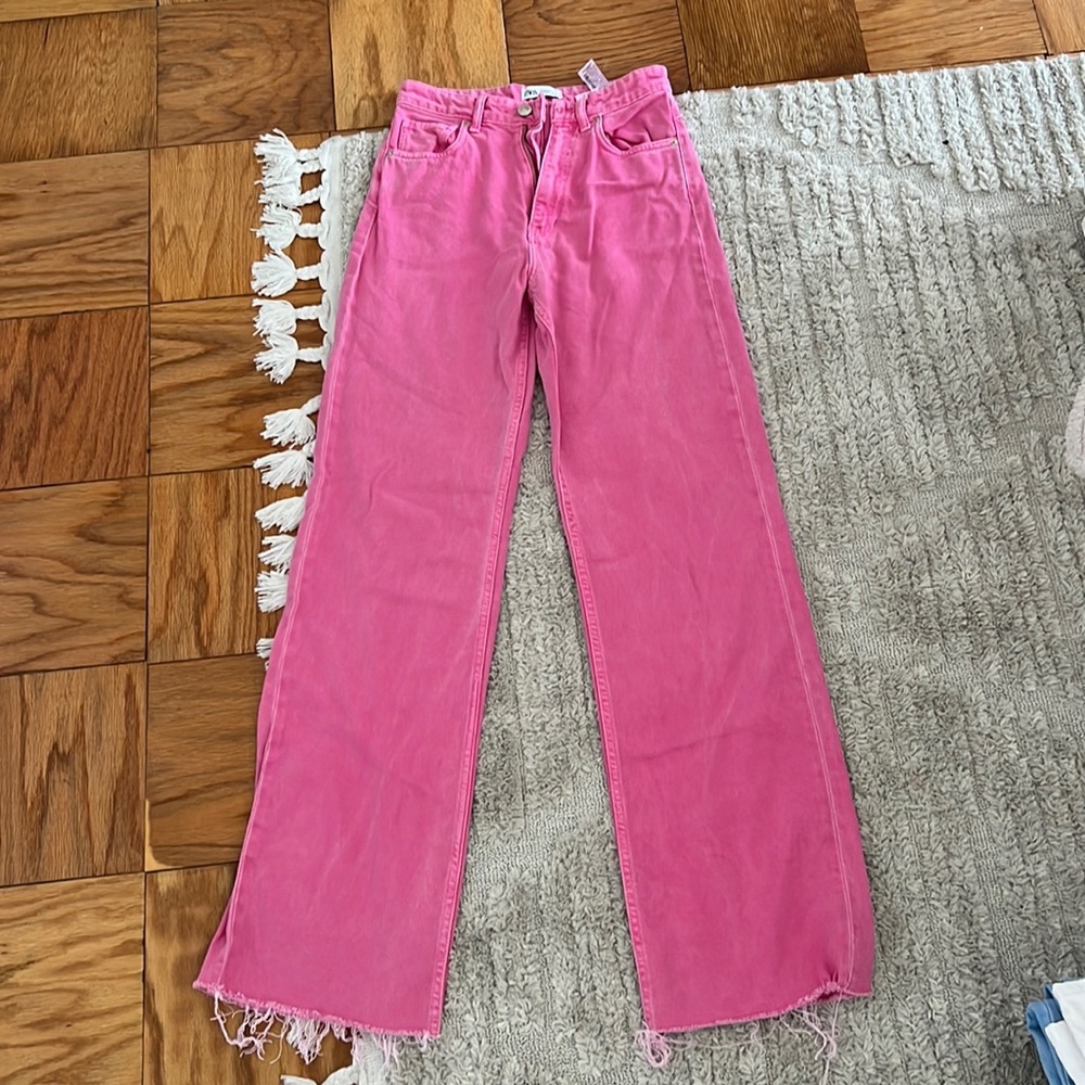 High rise full length pink Zara jean